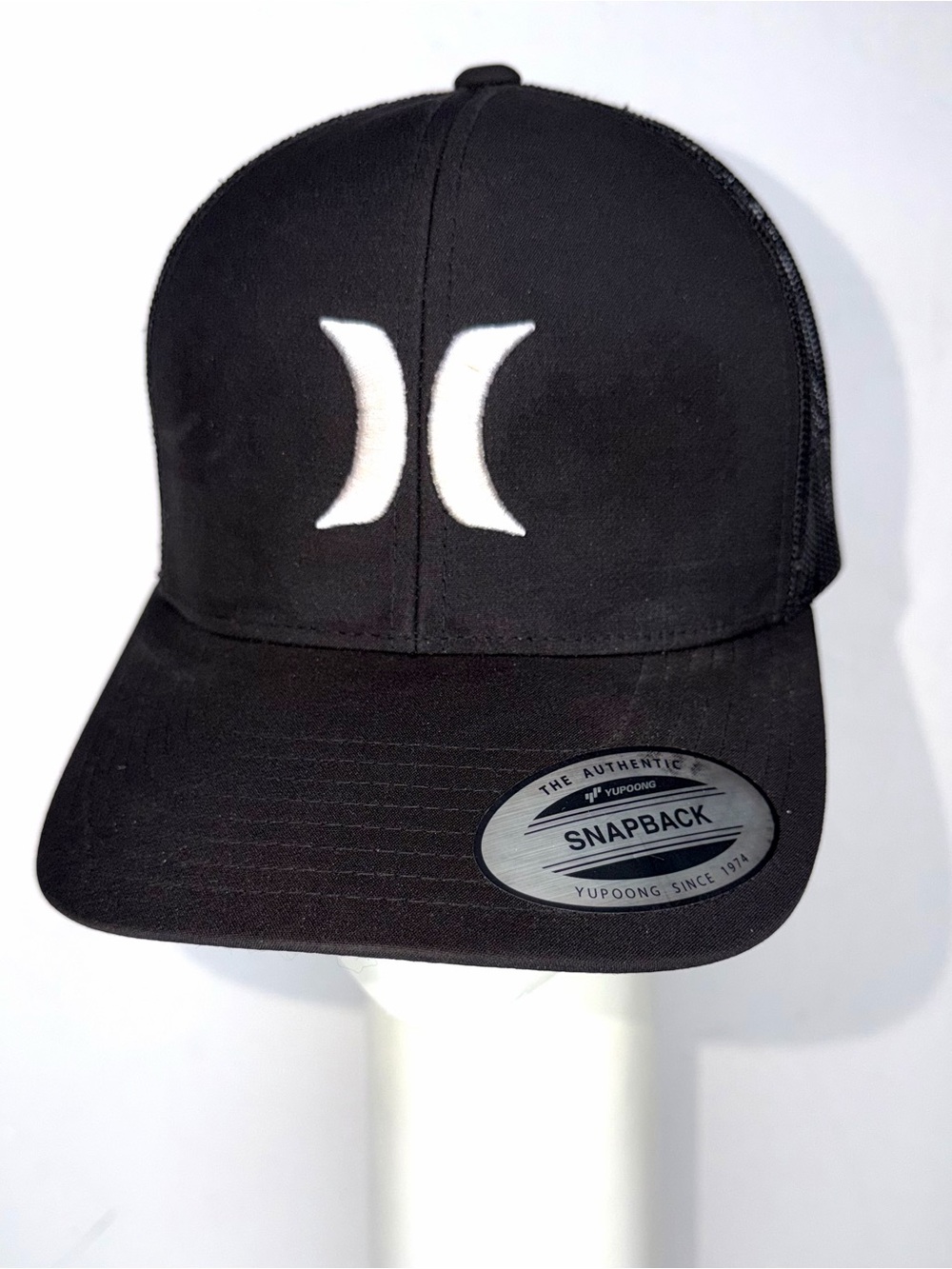 Hurley Black Snapback Hat with White Logo